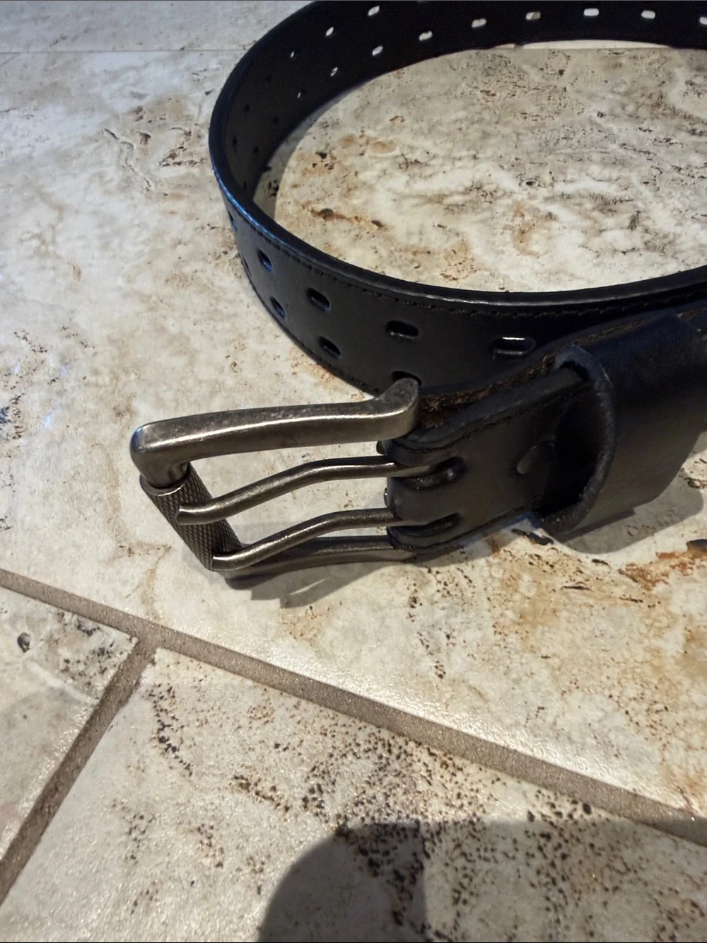 NWT BERNE Black Men's Leather Belt with Adjustable Holes